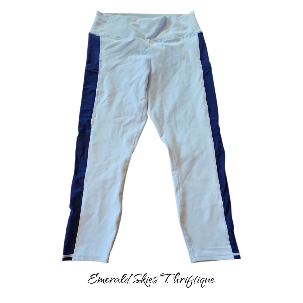 Women's fabletics powerhold leggings capri length blue size large free shipping